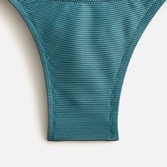J Crew Ribbed Curved Waist Cheeky String Bikini Swim Bottom Green S (4-6) NWT - Picture 2 of 6
